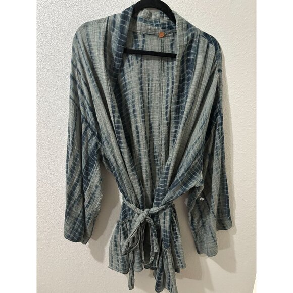 NWT Free People FP Tie Dye Ruffle Kimono Wrap Top Green M-L - Picture 10 of 10